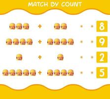 Match by count of cartoon girls. Match and count game. Educational game for pre shool years kids and toddlers vector