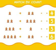 Match by count of cartoon gingerbread cookie . Match and count game. Educational game for pre shool years kids and toddlers vector