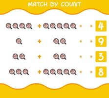 Match by count of cartoon hot chocolate. Match and count game. Educational game for pre shool years kids and toddlers vector