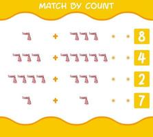 Match by count of cartoon scarf. Match and count game. Educational game for pre shool years kids and toddlers vector