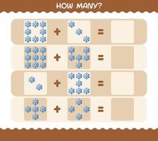 How many cartoon snowflake. Counting game. Educational game for pre shool years kids and toddlers vector