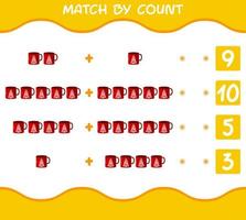 Match by count of cartoon mug. Match and count game. Educational game for pre shool years kids and toddlers vector