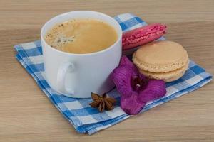 Capuccino with macaroons photo