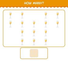 How many cartoon champagne glass. Counting game. Educational game for pre shool years kids and toddlers vector