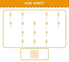 How many cartoon champagne glass. Counting game. Educational game for pre shool years kids and toddlers vector