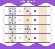 How many cartoon snowflake. Counting game. Educational game for pre shool years kids and toddlers vector