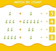 Match by count of cartoon kohlrabi. Match and count game. Educational game for pre shool years kids and toddlers vector