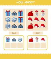 How many cartoon christmas. Counting game. Educational game for pre shool years kids and toddlers vector