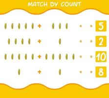 Match by count of cartoon corn. Match and count game. Educational game for pre shool years kids and toddlers vector