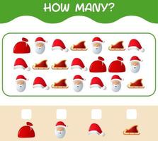 How many cartoon christmas. Counting game. Educational game for pre shool years kids and toddlers vector