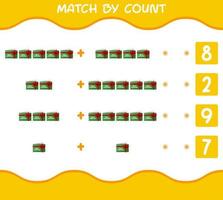 Match by count of cartoon christmas card. Match and count game. Educational game for pre shool years kids and toddlers vector