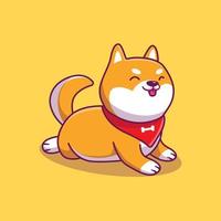 Cute Dog Shiba Inu Cartoon Vector Icon Illustration. Animal Nature Icon Concept Isolated Premium Vector. Flat Cartoon Style