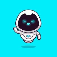 Cute Robot Waving Hand Cartoon Vector Icon Illustration. Science Technology Icon Concept Isolated Premium Vector. Flat Cartoon Style