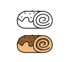 icono de rollo de chocolate dulce. símbolo lineal en vector. vector