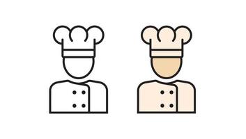 Cook icon. Line vector chef avatar in a flat style.