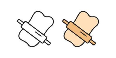 Rolling pin icon. Linear vector dough symbol in flat style.