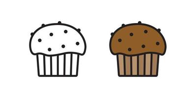 Chocolate muffin icon. Linear vector icon in a flat style.