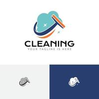 Foam House Window Cleaner Wiper Cleaning Service Logo Template vector