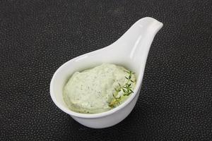 Cottage cream snack with herbs photo