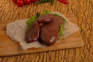 Raw pork kidneys photo