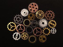 Group of different colorful cogwheels photo