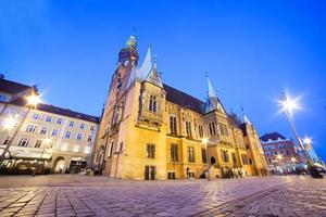 Wroclaw, Poland, 2022 - The Town Hall on market square at night photo