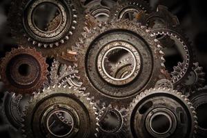 Grunge gear, cog wheels mechanism background.. Industry, science photo