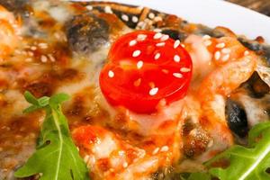 Pizza with prawns photo