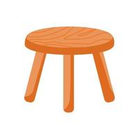 Wooden Stool Isolated Vector Illustration. Rustic backless tabouret