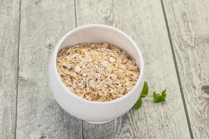 Raw oats in the bowl photo