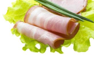 Bacon with salad leaves photo