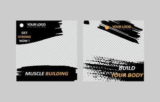 Gym and fitness promotional social media post and banner template