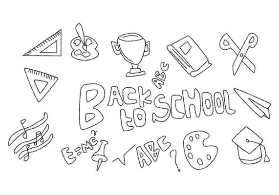 School clipart. vector school icons and symbols. Hand drawn stading education object