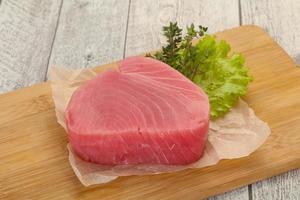 Raw tuna steak photo