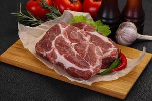 Raw pork neck steak photo