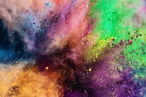 Colorful holi powder explosion. photo