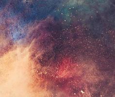 Colorful galaxy faded holi background. photo