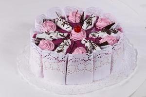 Cake with cream flowers photo