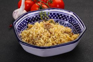 Bulgur with meat photo