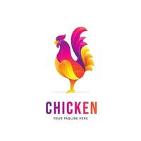 Colorful chicken Logo Design. Gradient Style Logo Animal vector