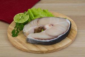 Raw blue shark steak photo