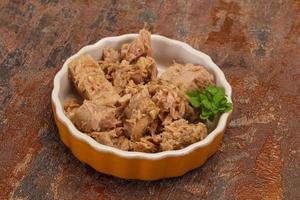 Canned tuna fish in the bowl photo