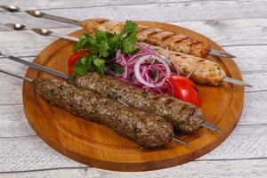 Beef and chicken kebab photo