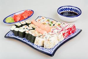 Sushi Set - Different Types of Maki Sushi and Nigiri Sushi photo