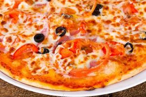 Pizza with ham photo