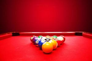 Billards pool game. Color balls in triangle photo