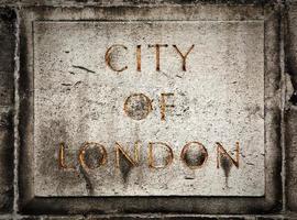 Old grunge stone board with City of London text photo