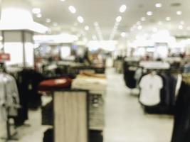 Abstract blurred of fashion clothes shop boutique interior in a shopping mall, with bokeh light background. photo