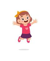 cute little kid jump and feel happy vector