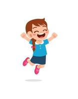 cute little kid jump and feel happy vector